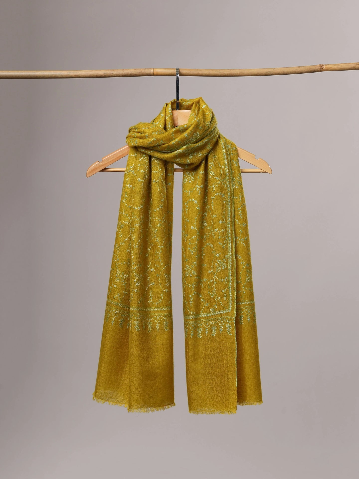Featherlight Baby Soft Handwoven Cashmere Scarf with Hand Embroidery Shahkaar