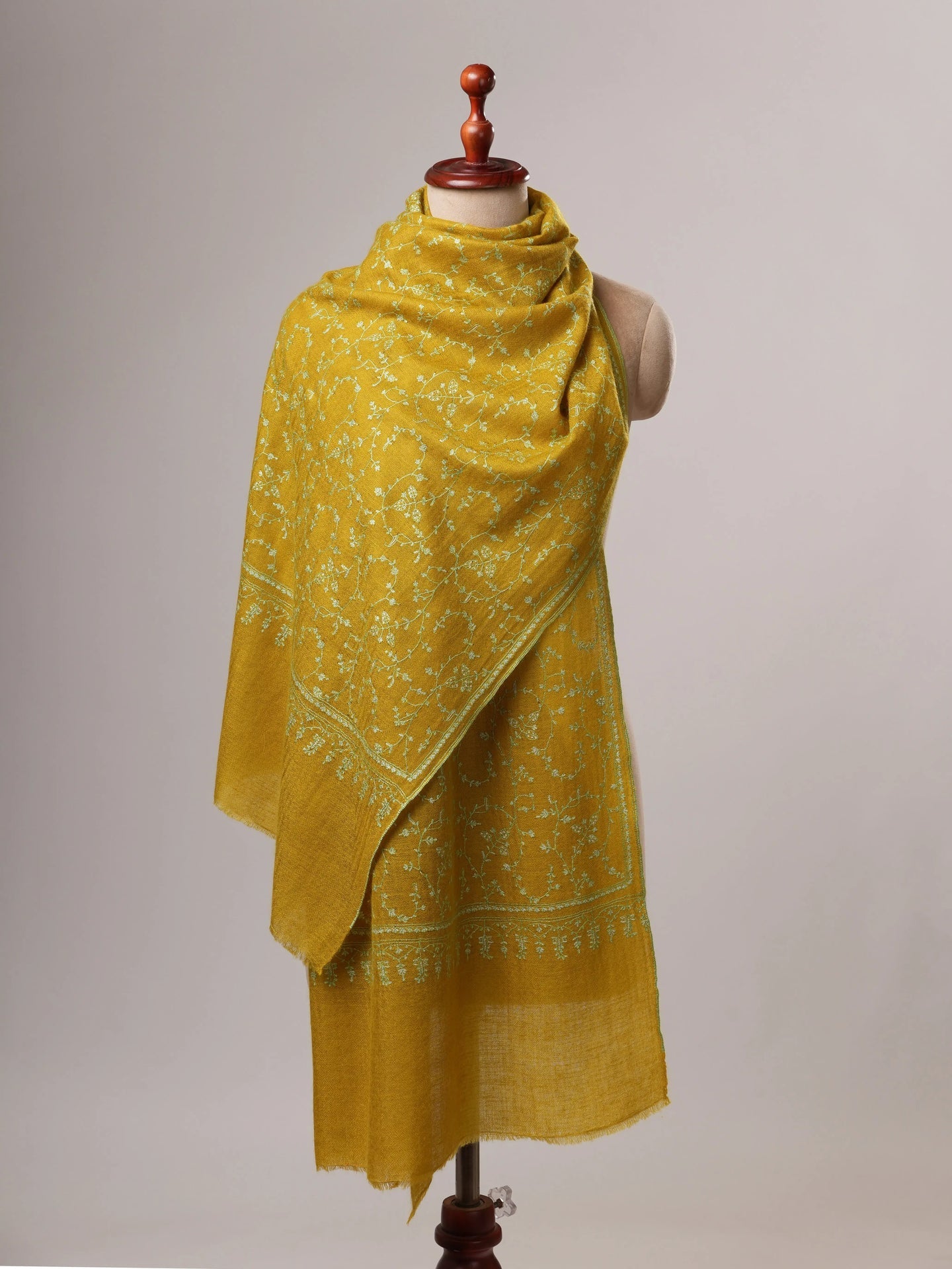 Featherlight Baby Soft Handwoven Cashmere Scarf with Hand Embroidery Shahkaar