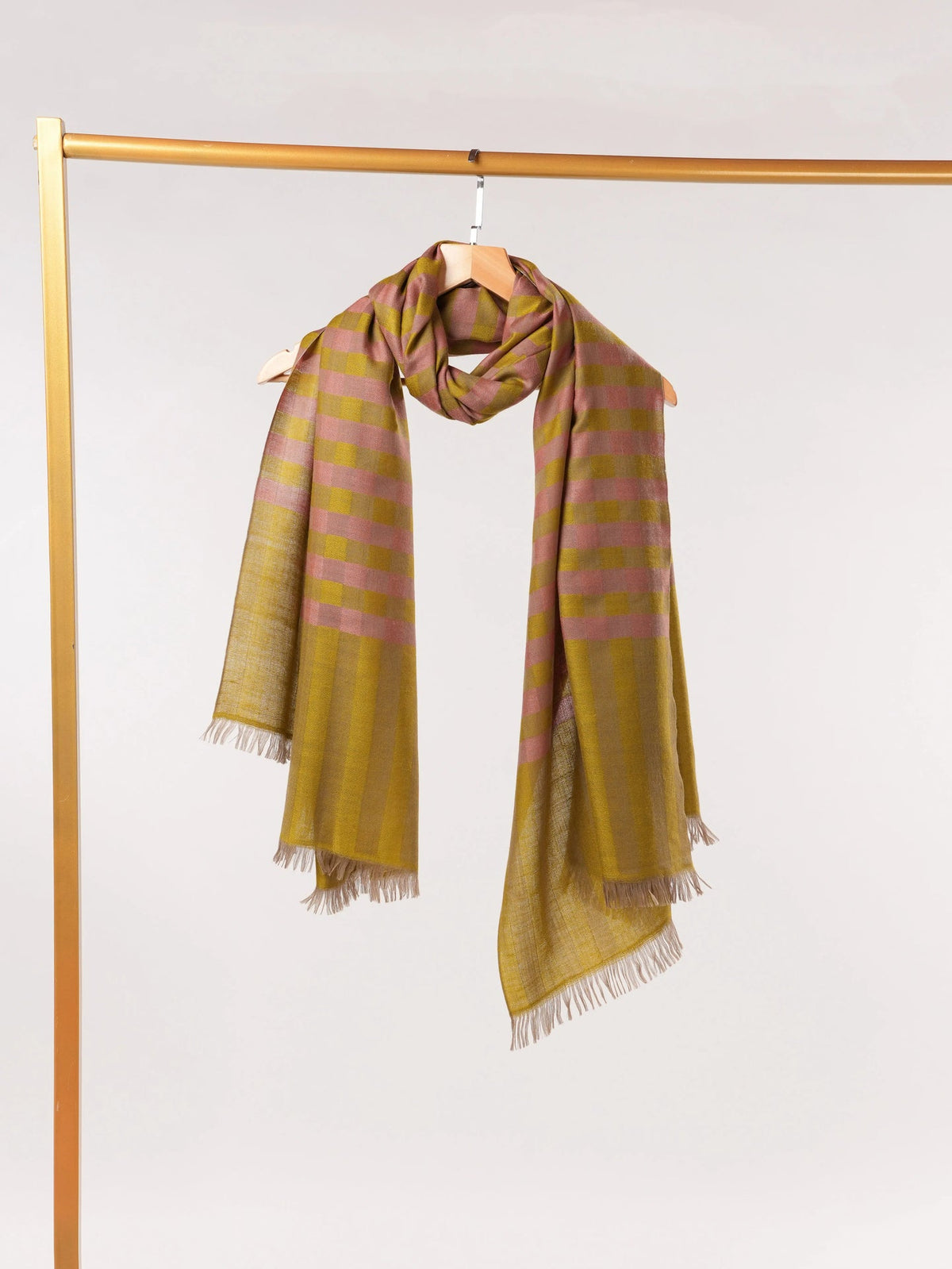 Handwoven Dual Shade Weave Pashmina Shawl with Check Weave
