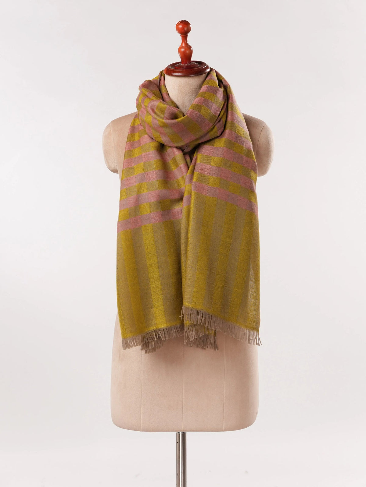 Handwoven Dual Shade Weave Pashmina Shawl with Check Weave