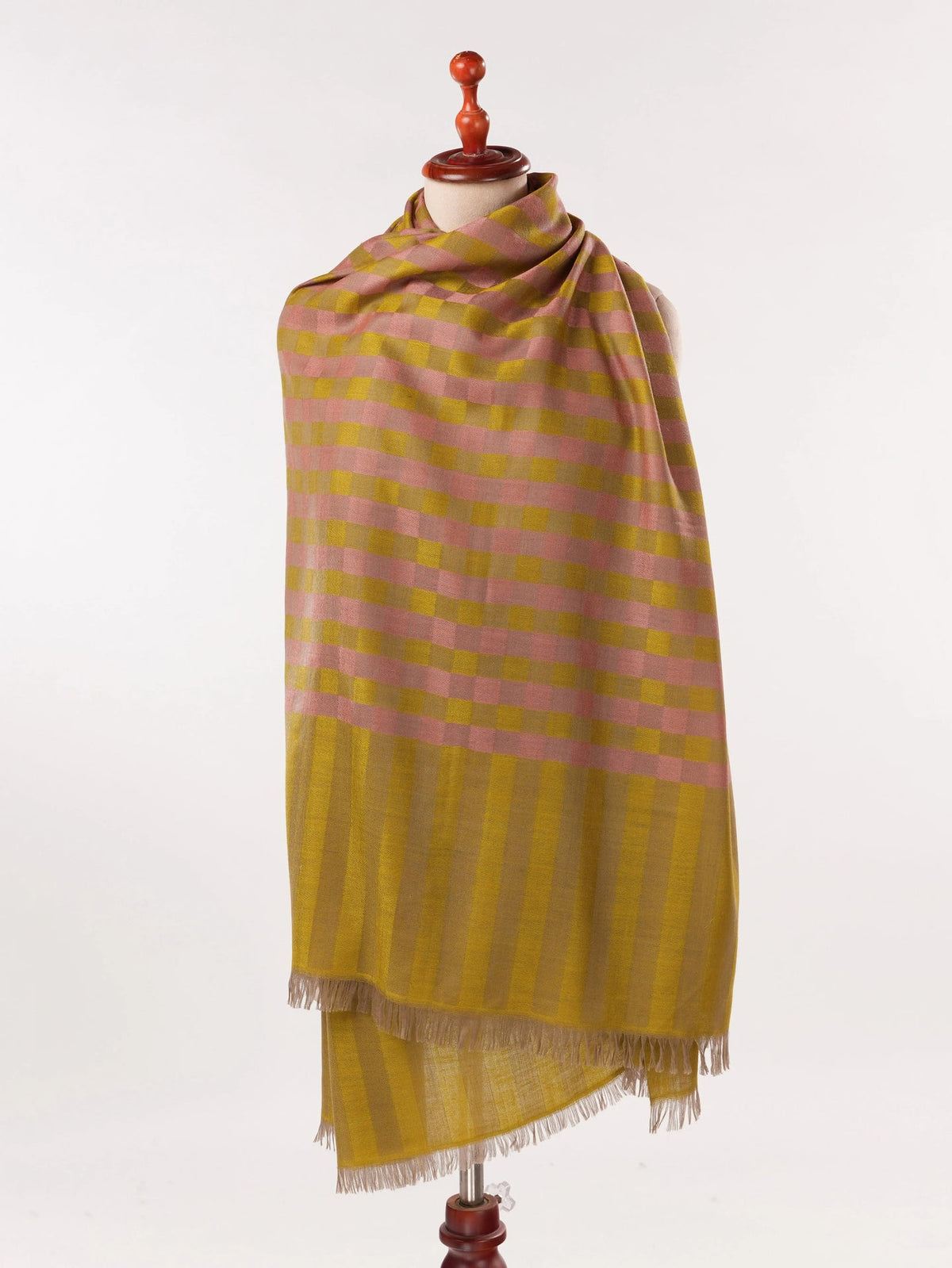 Handwoven Dual Shade Weave Pashmina Shawl with Check Weave