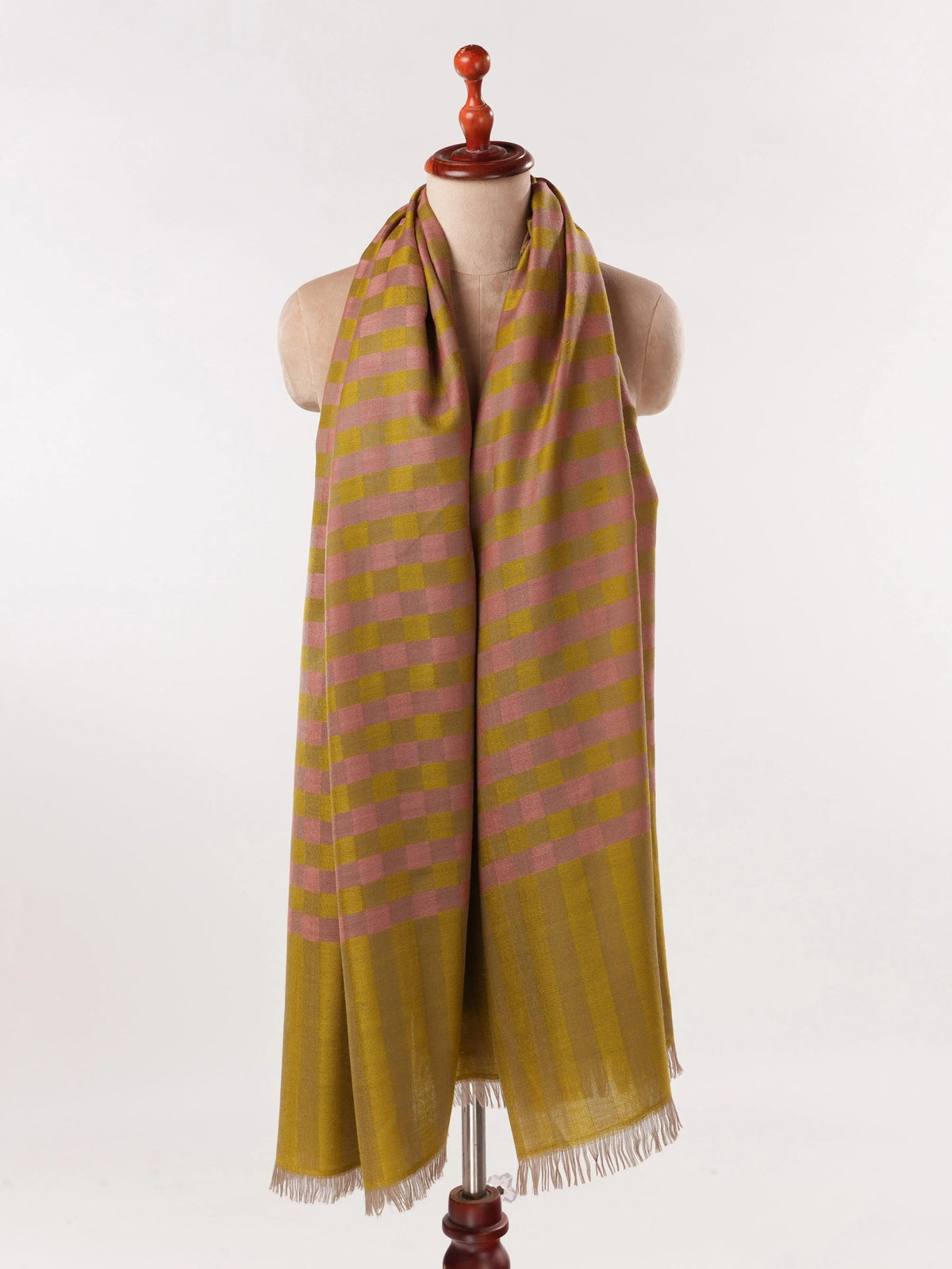 Handwoven Dual Shade Weave Pashmina Shawl with Check Weave