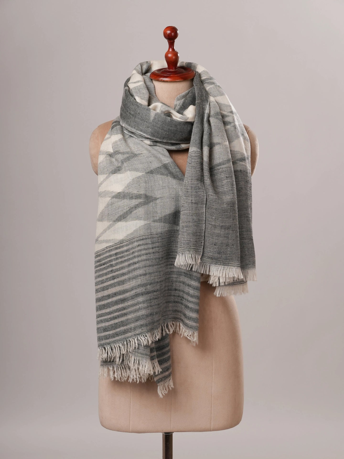 Oversized Ikat Handwoven Featherlight Pure Pashmina Shawl Shahkaar Global