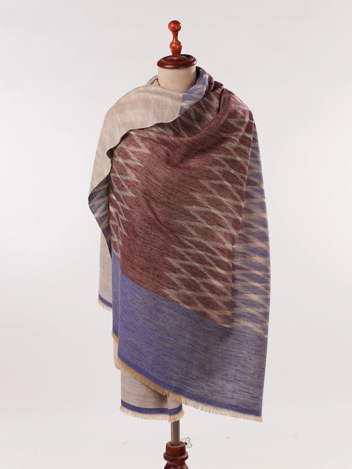 Ikat Woven Dual Shade Handwoven Authentic Pashmina Shawl