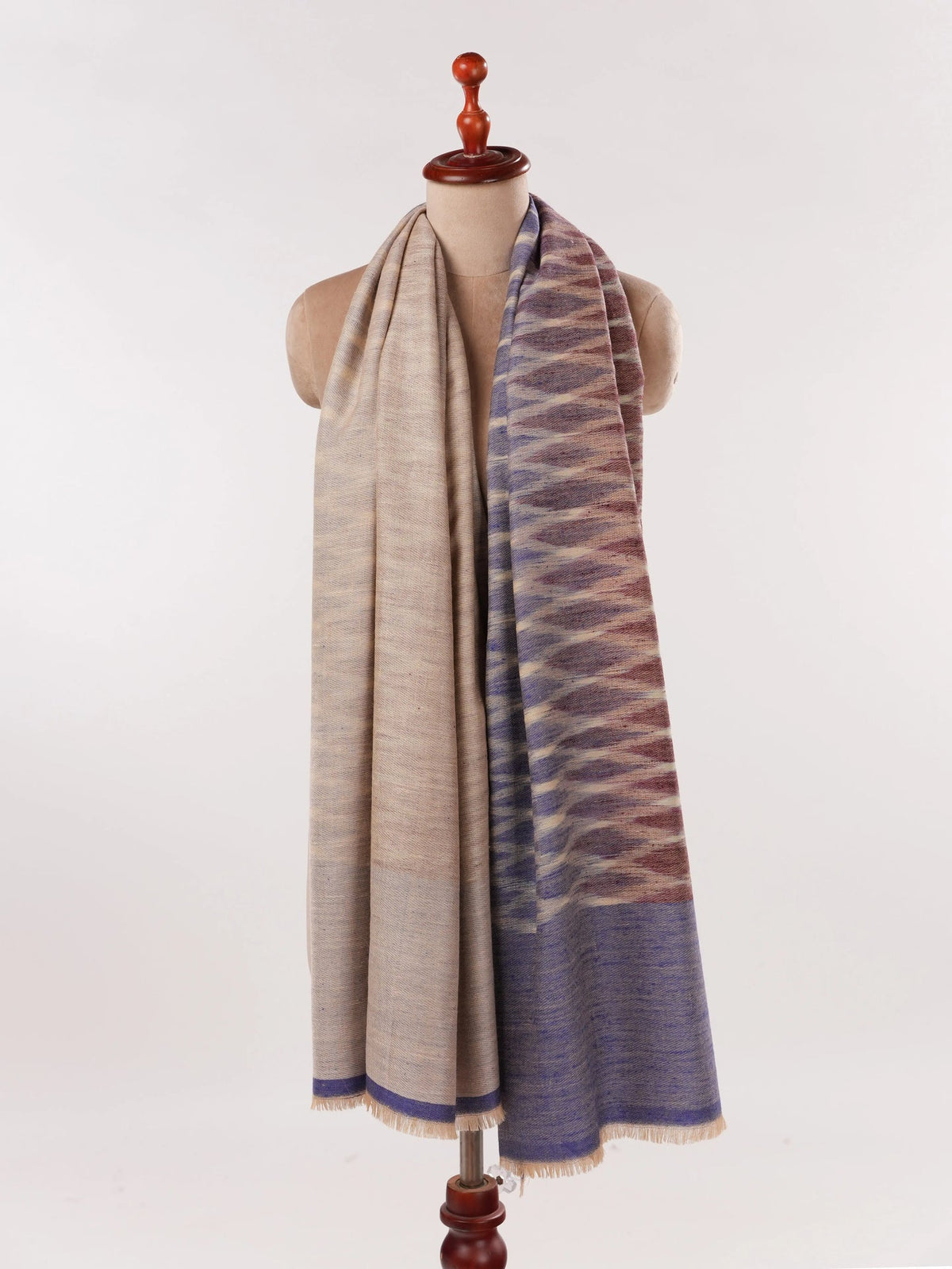 Ikat Woven Dual Shade Handwoven Authentic Pashmina Shawl
