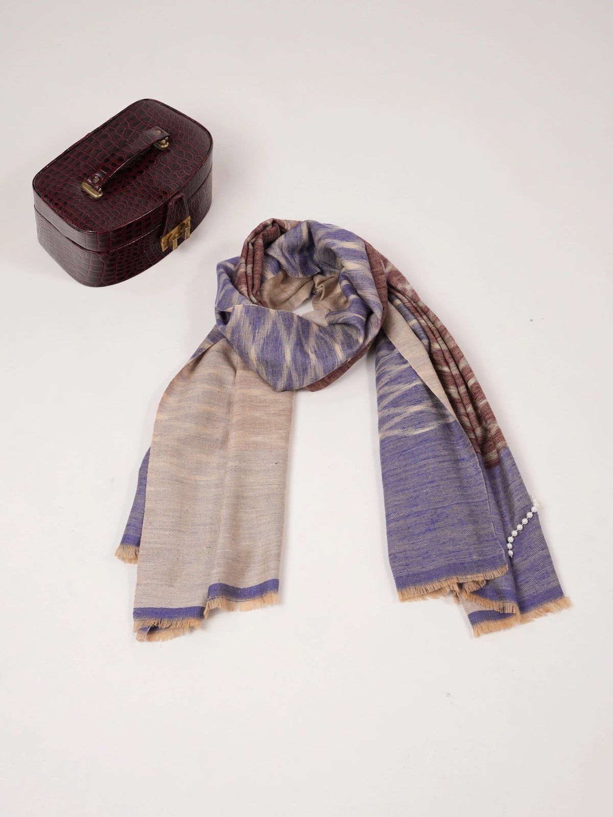 Ikat Woven Dual Shade Handwoven Authentic Pashmina Shawl