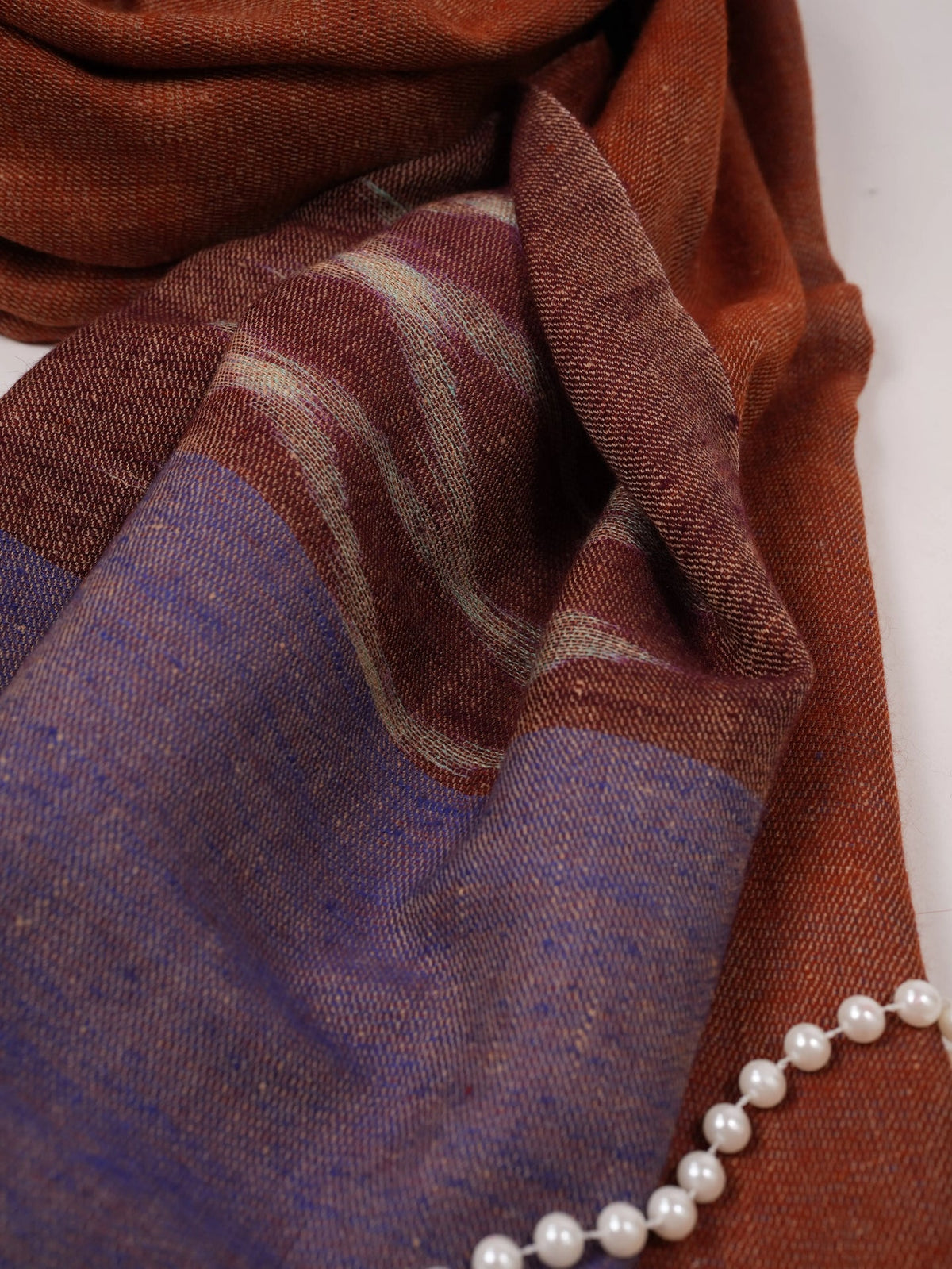 Dual Shade Handwoven Original Pashmina Shawl with Ikat Weave
