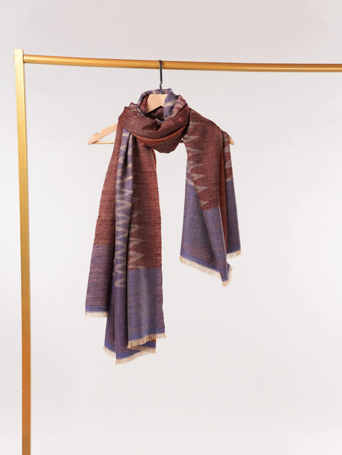 Dual Shade Handwoven Original Pashmina Shawl with Ikat Weave