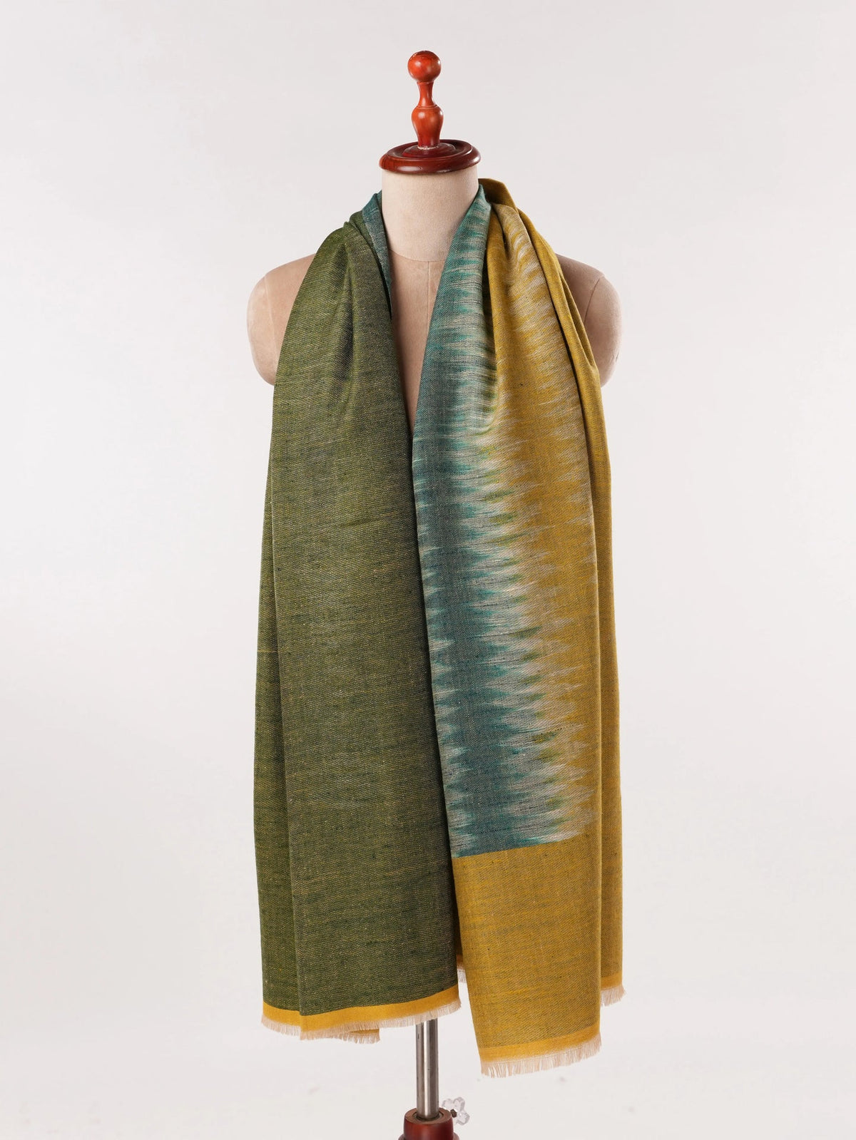 Dual Shade Classic Handwoven Pashmina Shawl with Ikat Weave