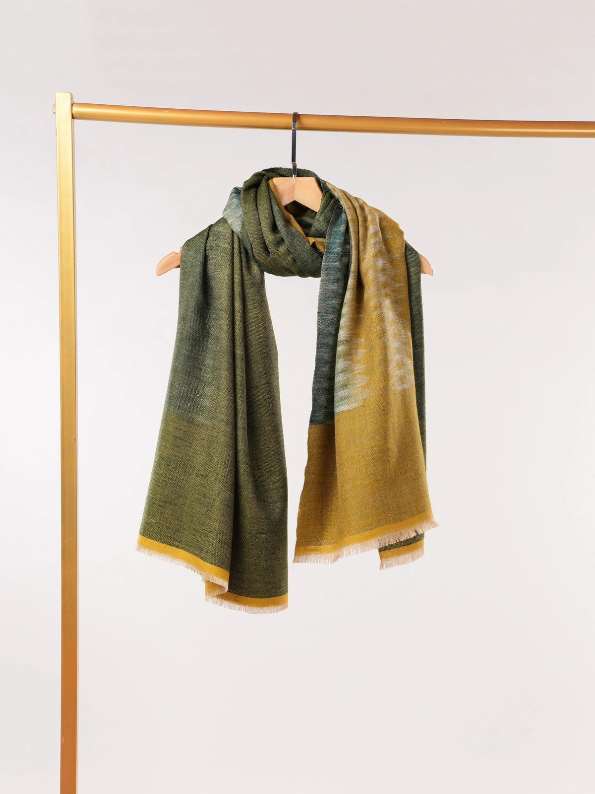 Dual Shade Classic Handwoven Pashmina Shawl with Ikat Weave