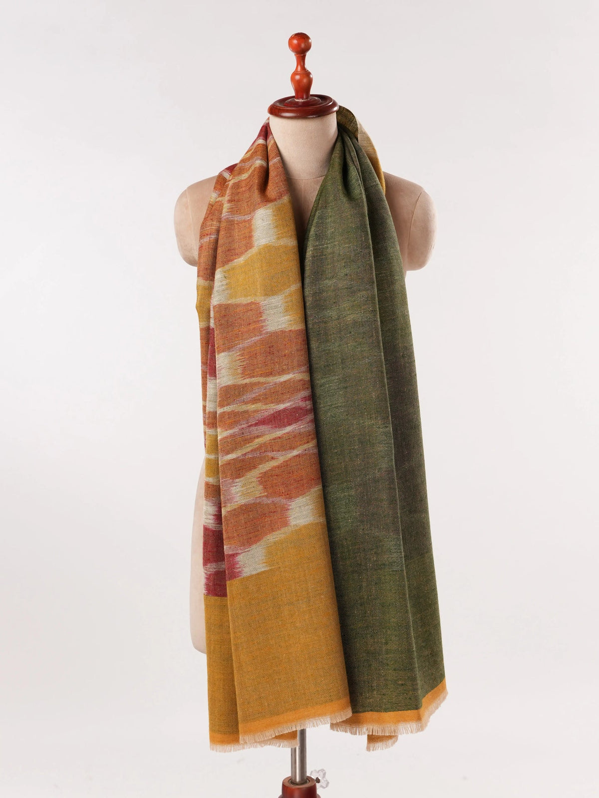 Ikat Dual Shade Handwoven Pure Pashmina Shawl