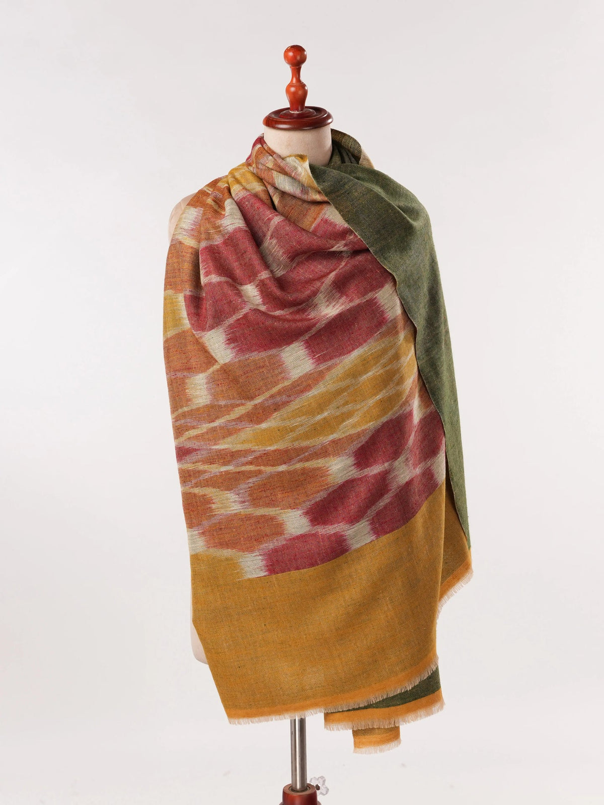 Ikat Dual Shade Handwoven Pure Pashmina Shawl