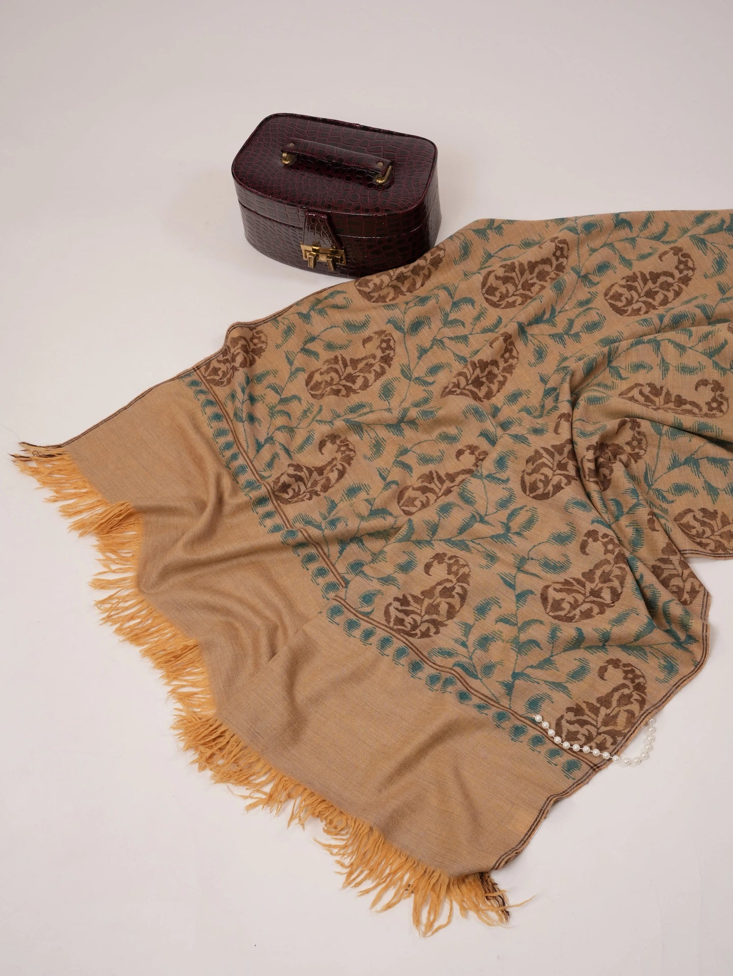 Camel Color Handwoven Kani Kashmiri Pashmina Shawl Shahkaar.com