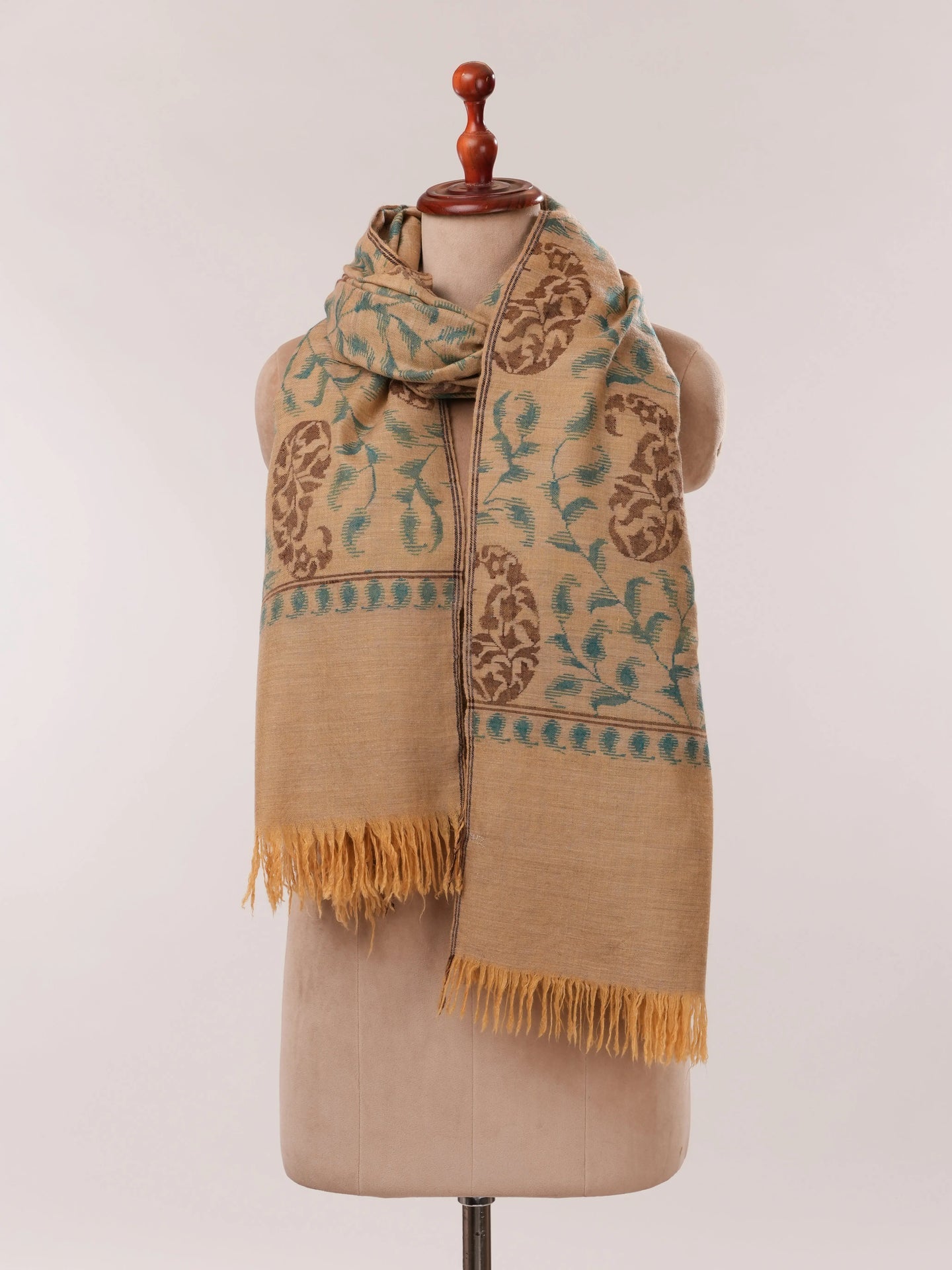 Camel Color Handwoven Kani Kashmiri Pashmina Shawl Shahkaar.com