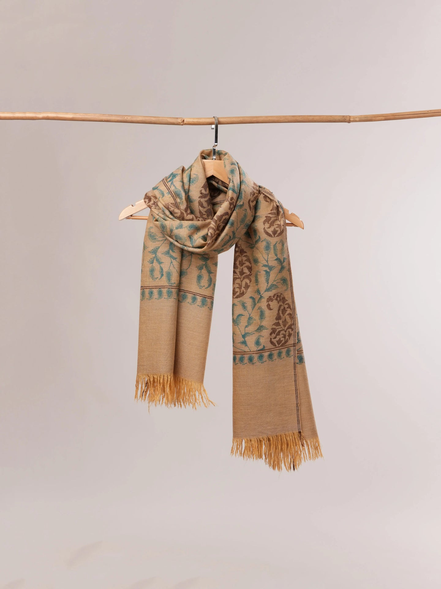 Camel Color Handwoven Kani Kashmiri Pashmina Shawl Shahkaar.com