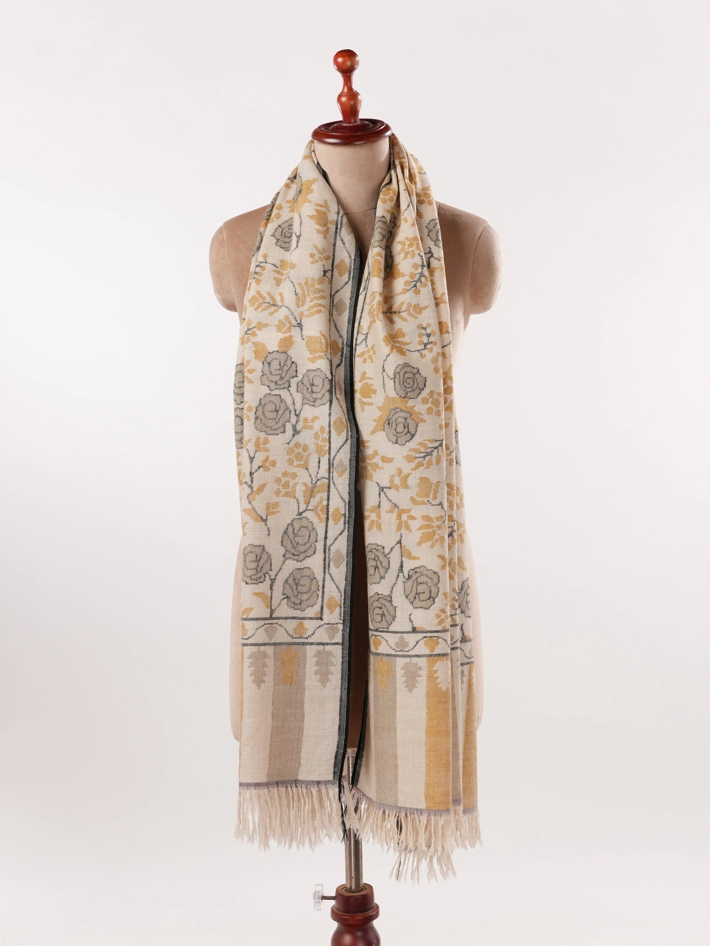Handwoven Tan Kani Kashmiri Authentic Pashmina Shawl Shahkaar.com