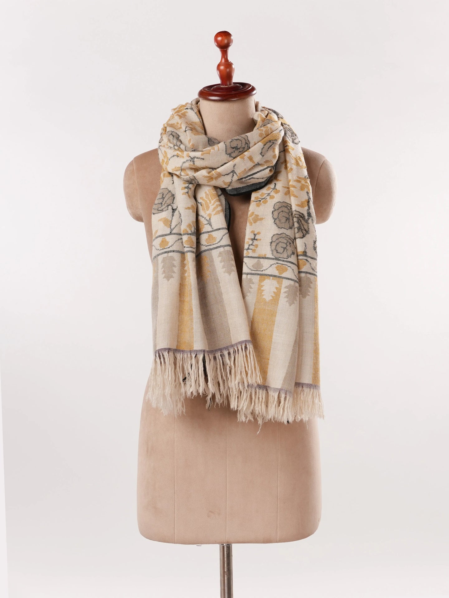Handwoven Tan Kani Kashmiri Authentic Pashmina Shawl Shahkaar.com
