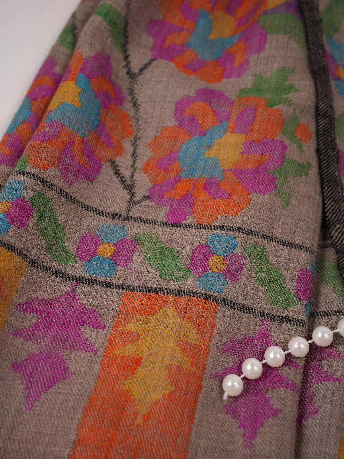 Kani Timeless Natural Taupe Pashmina Shawl for Women Shahkaar.com