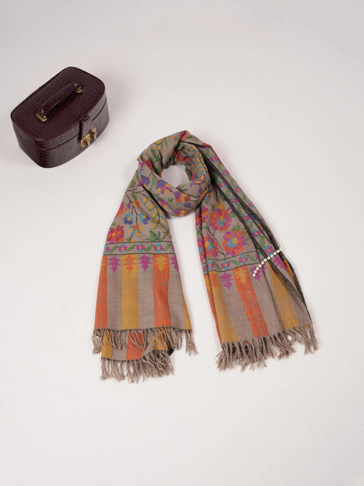 Kani Timeless Natural Taupe Pashmina Shawl for Women Shahkaar.com
