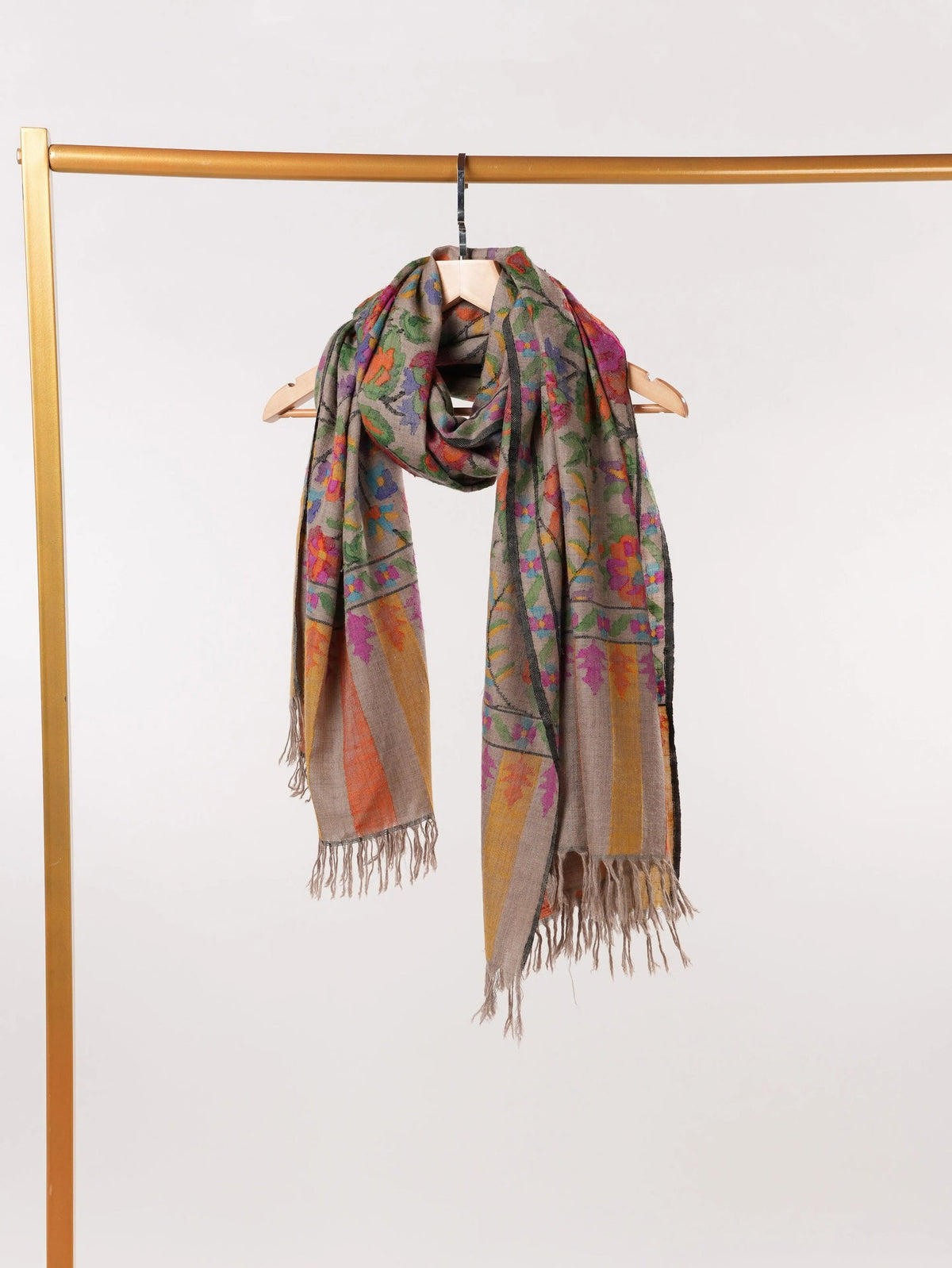 Kani Timeless Natural Taupe Pashmina Shawl for Women Shahkaar.com