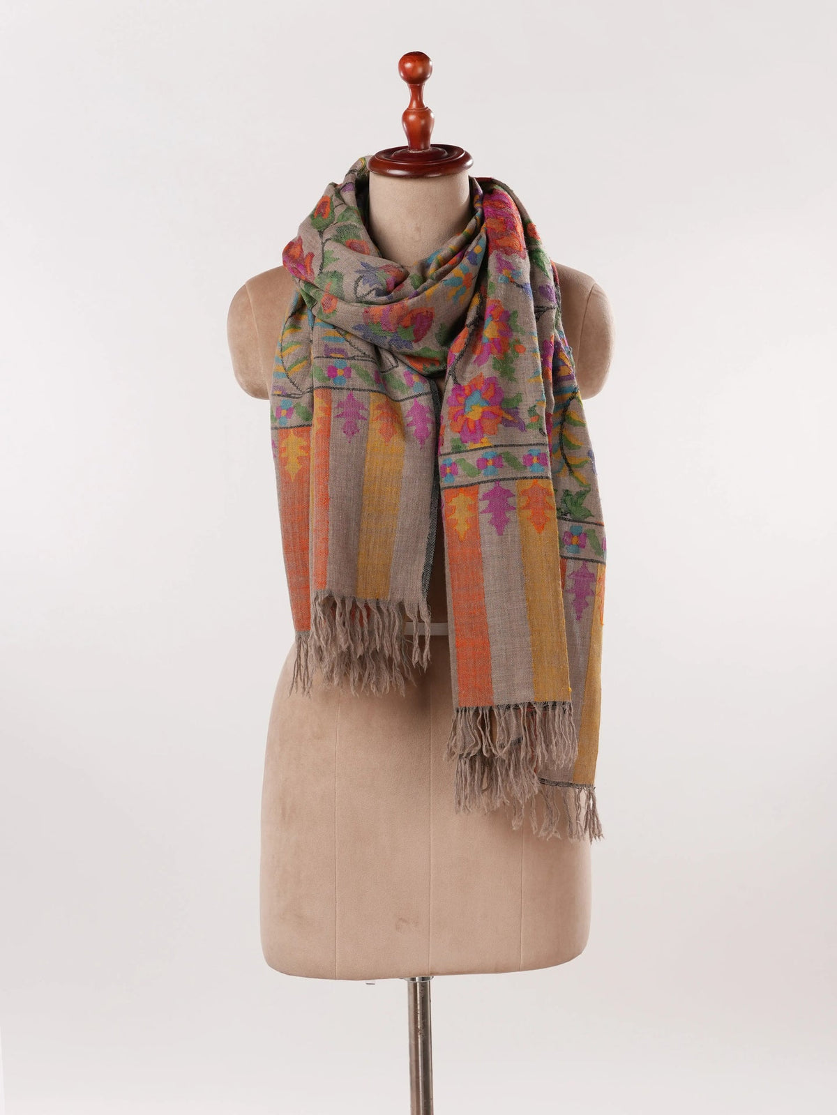 Kani Timeless Natural Taupe Pashmina Shawl for Women Shahkaar.com