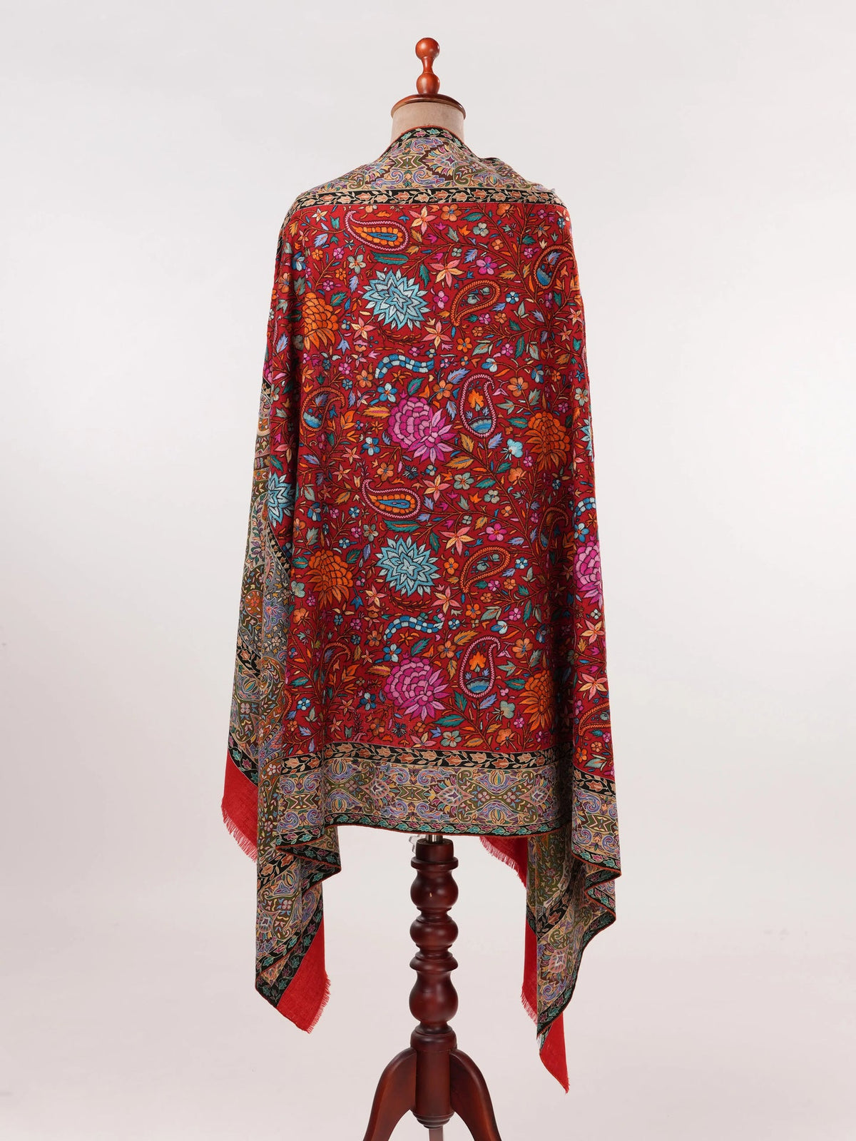 Hand Embroidered Kalamkari Handwoven Pashmina Shawl Shahkaar.com
