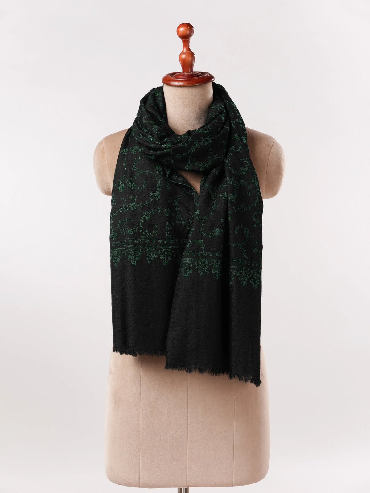 Emerald Green Embroidered Hand Embroidered Original Cashmere Scarf