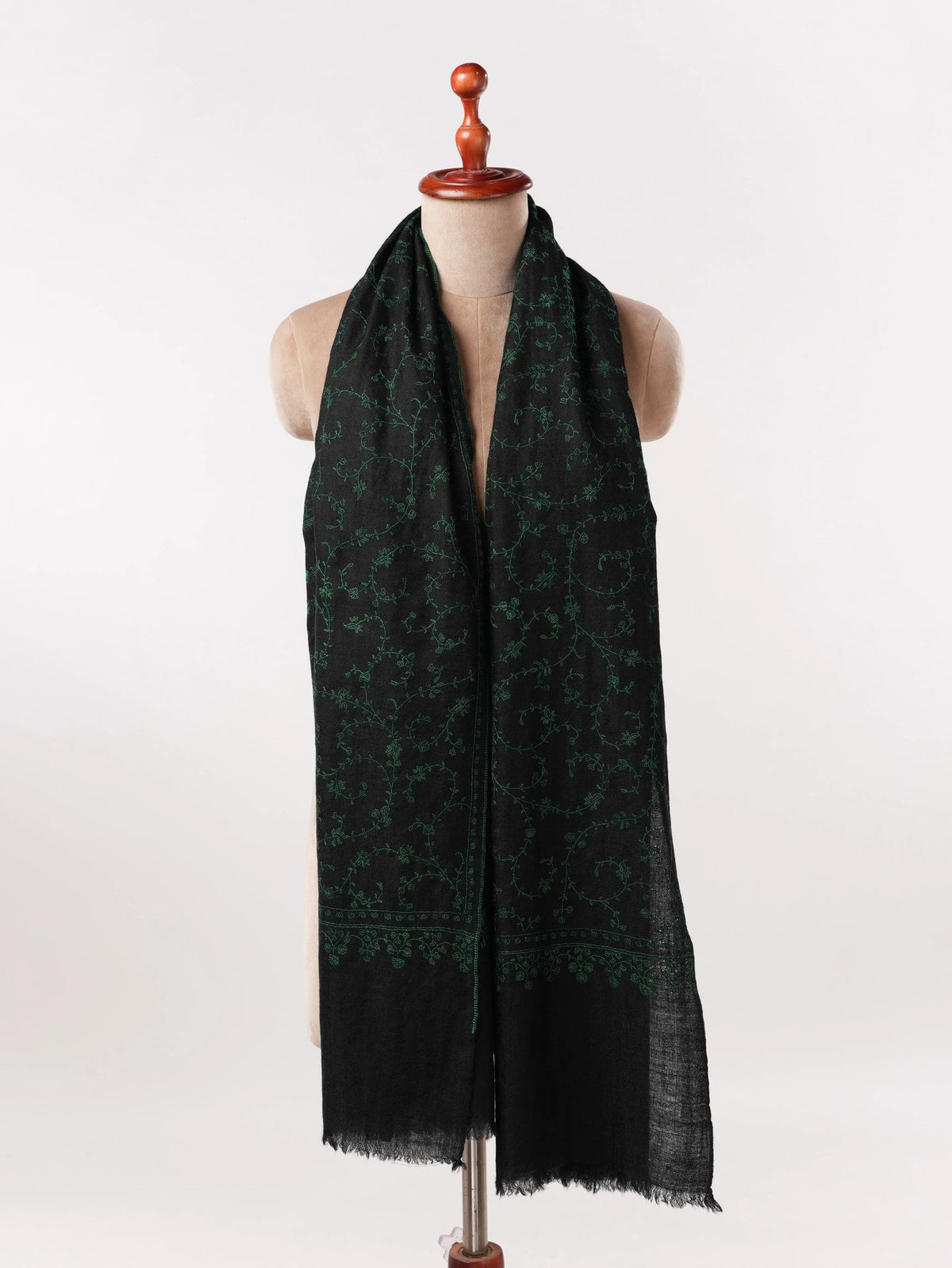 Emerald Green Embroidered Hand Embroidered Original Cashmere Scarf