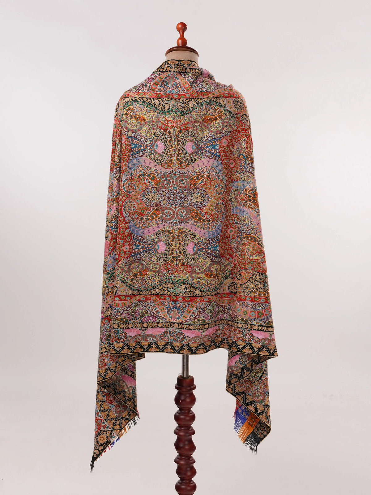 Hand Kalamkari Embroidered Handwoven Pashmina Shawl Shahkaar.com