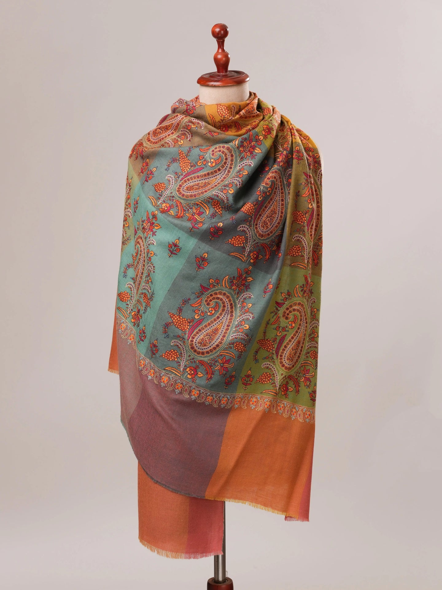 Multicolor Pashmina Shawl with Hand Embroidery Shahkaar.com