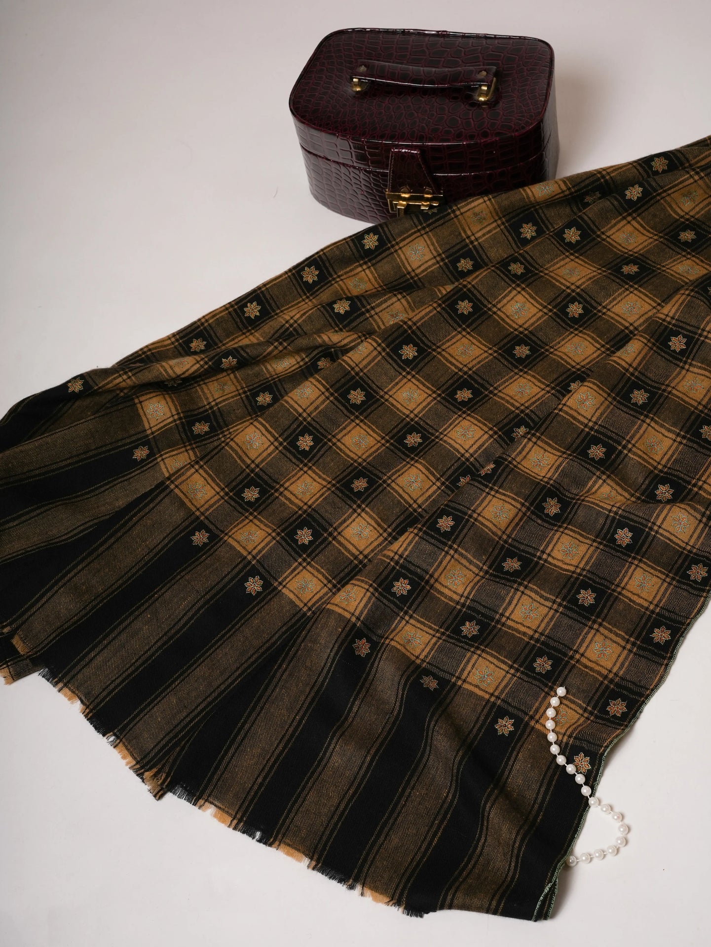 Oversized Indian Pashmina Shawl with Buteh Hand Embroidery Shahkaar