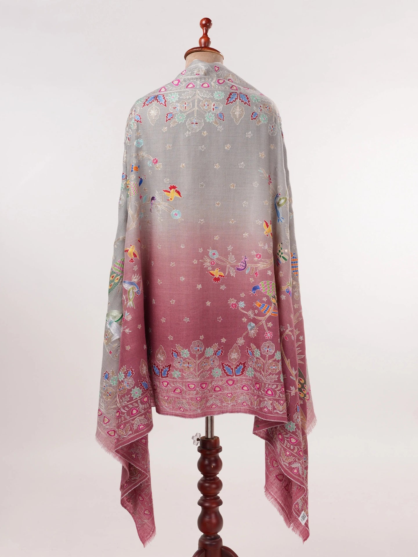Kalamkari Dual Shade Handwoven Pashmina Shawl with Hand Embroidery Shahkaar.com