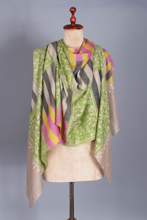 Artistic Embroidered Cashmere Scarf - MERCED