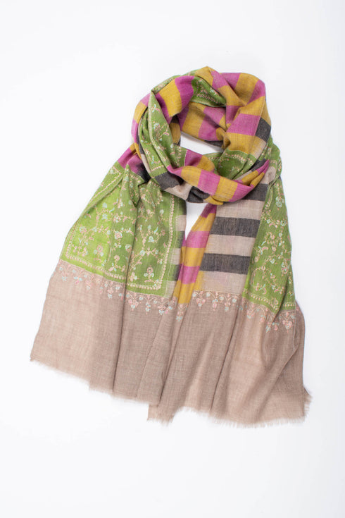 Artistic Embroidered Cashmere Scarf - MERCED