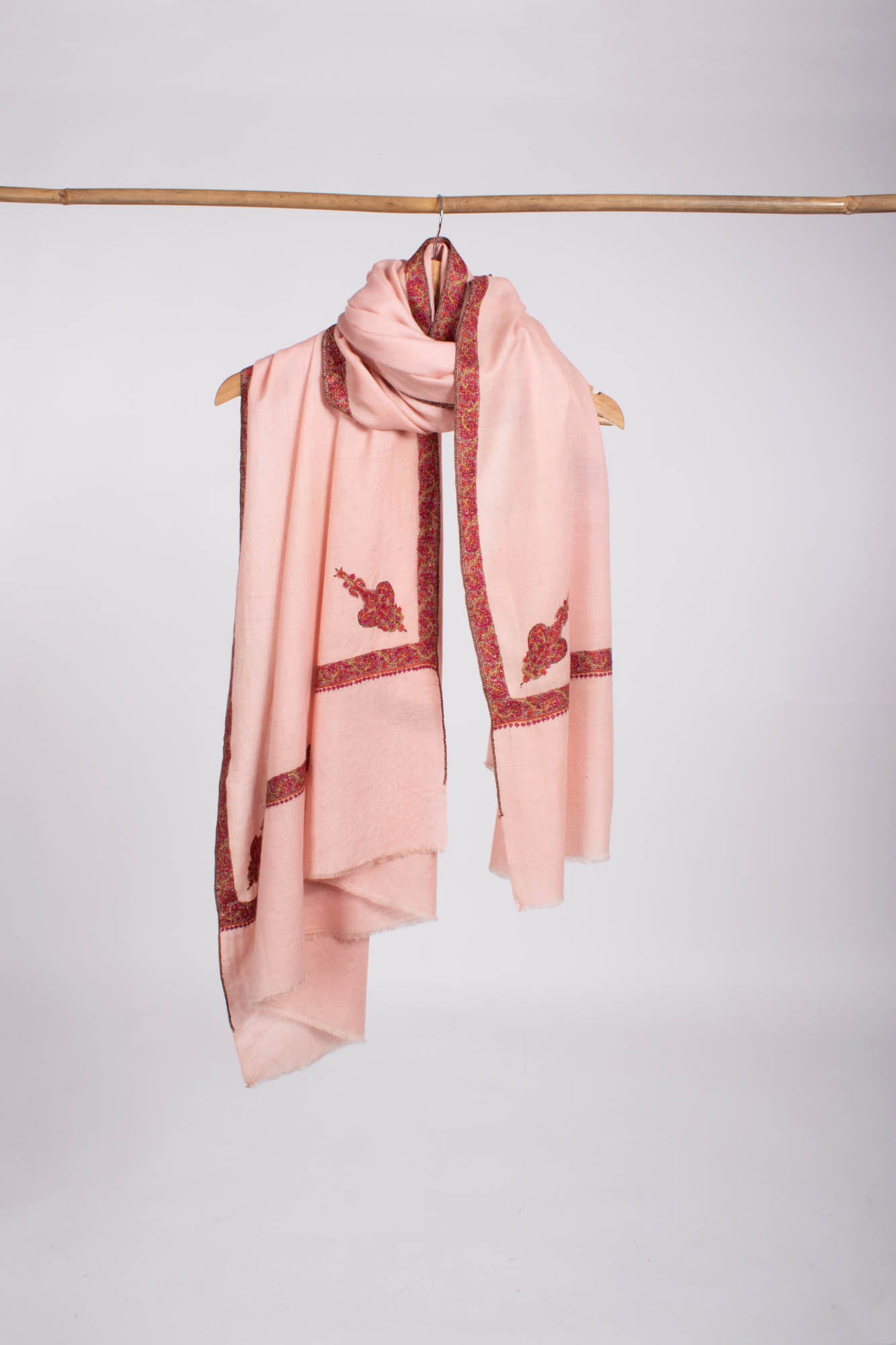 Baby Pink Hand Embroidered Kashmiri Pashmina Shawl - OSCEOLA