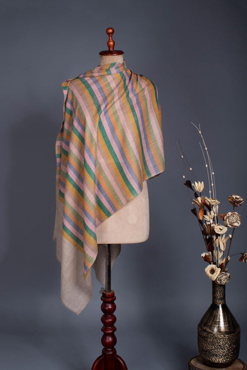 Artisan Made Striped Cashmere Wrap - NEWHAVEN