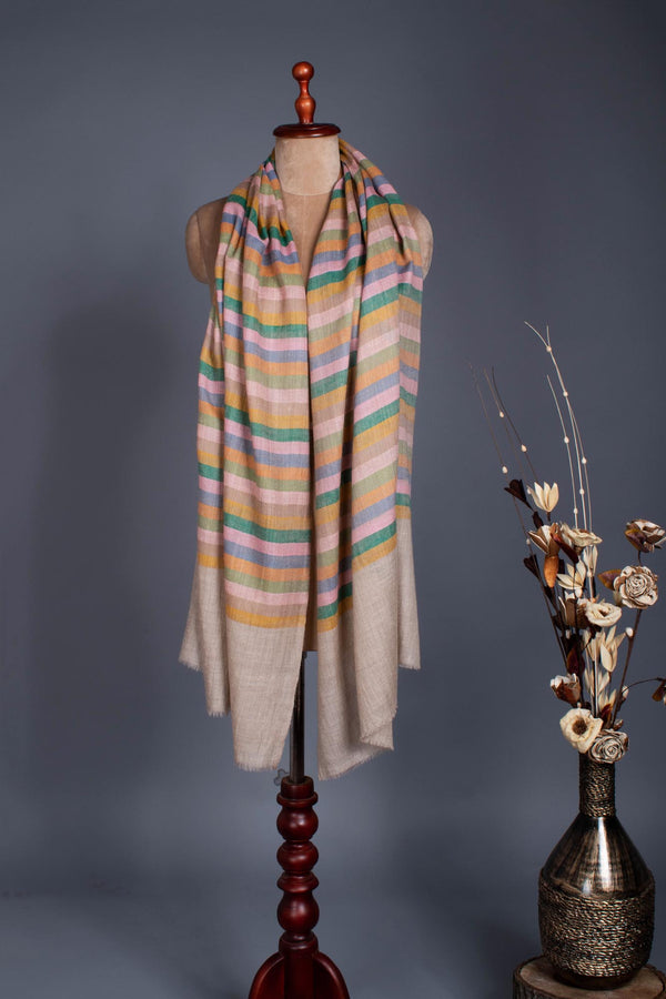 Artisan Made Striped Cashmere Wrap - NEWHAVEN