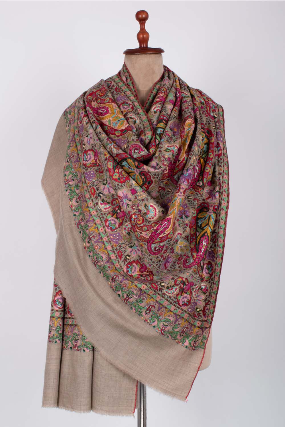 Royal Paisley Grey Wedding Pashmina - ASPIRO