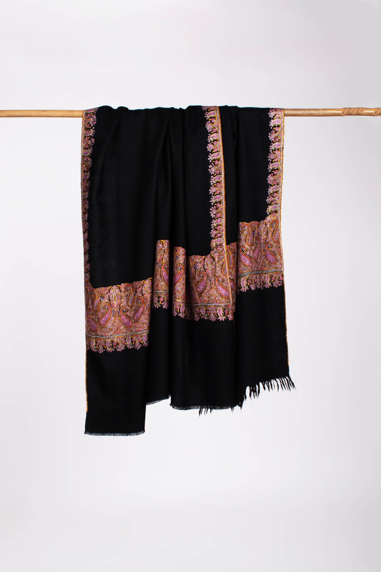 Black Embroidered Indian Pashmina Shawl