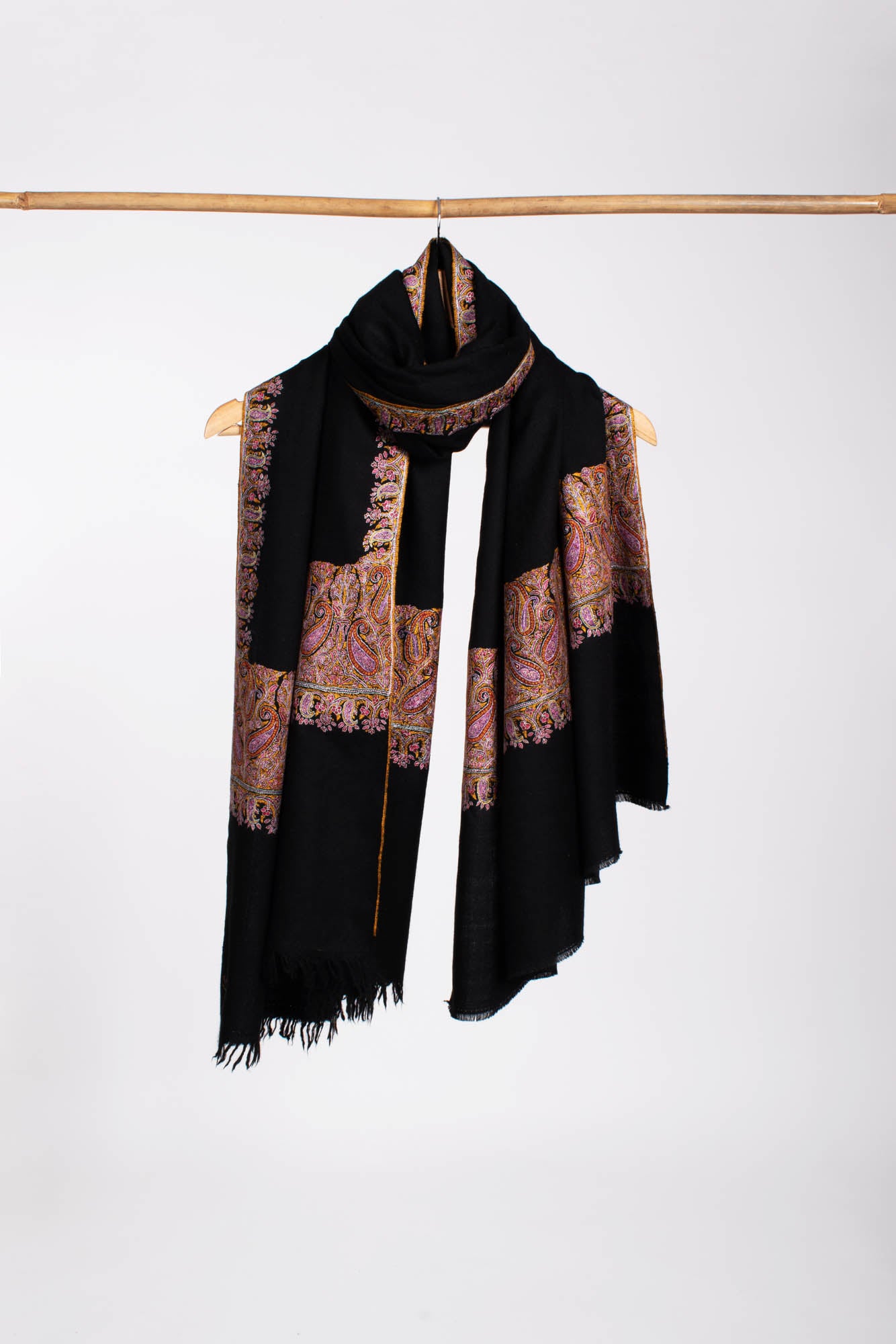 Black Embroidered Indian Pashmina Shawl