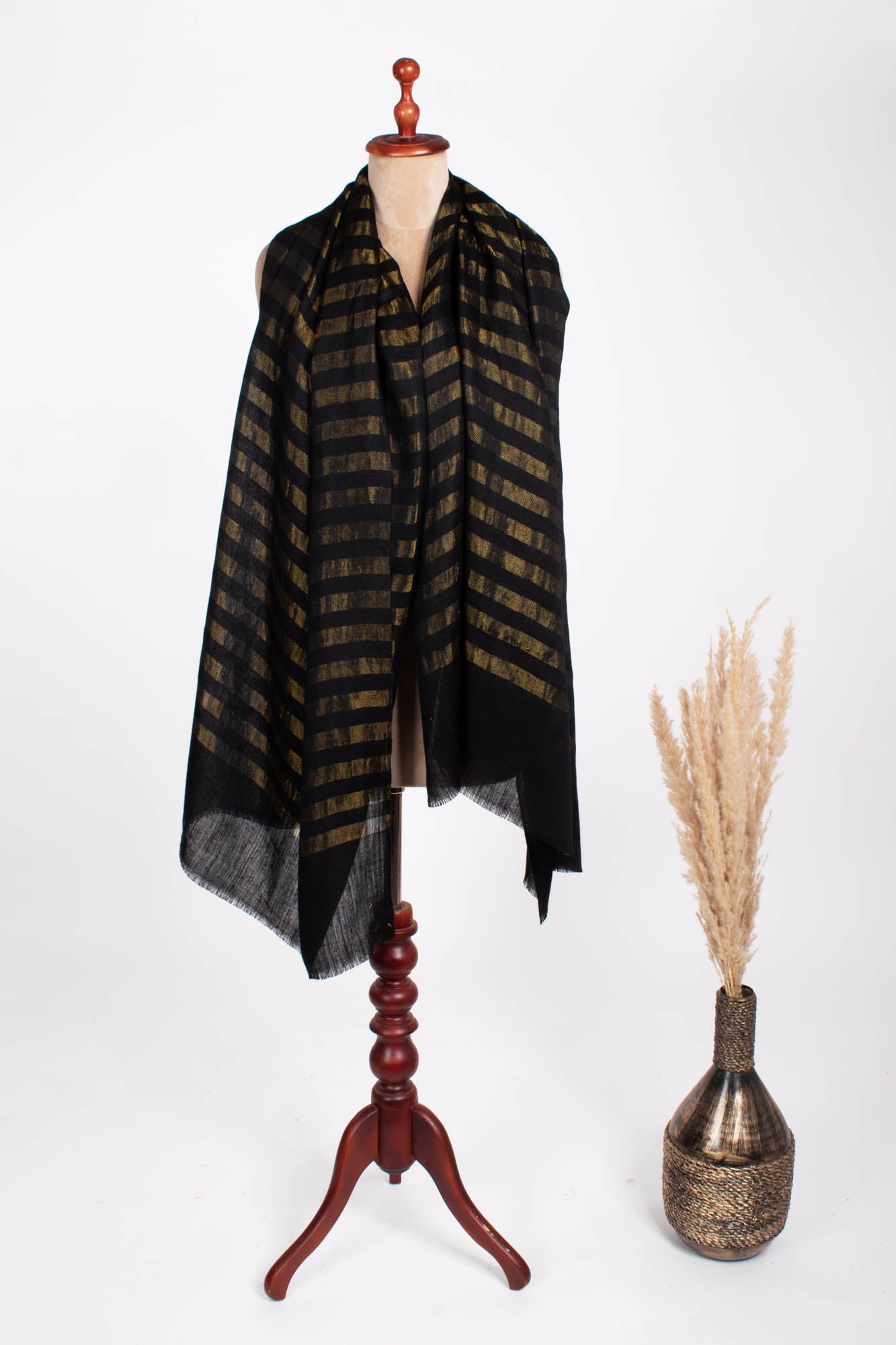 Châle Pashmina tissé à la main en or noir - CLIMAX