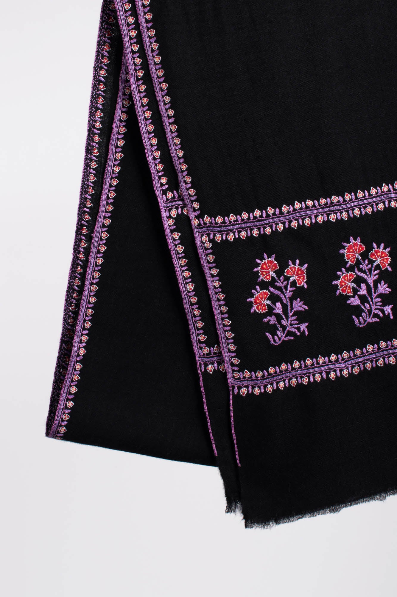 Black Pashmina Embroidered Evening Wrap - WINSLOW