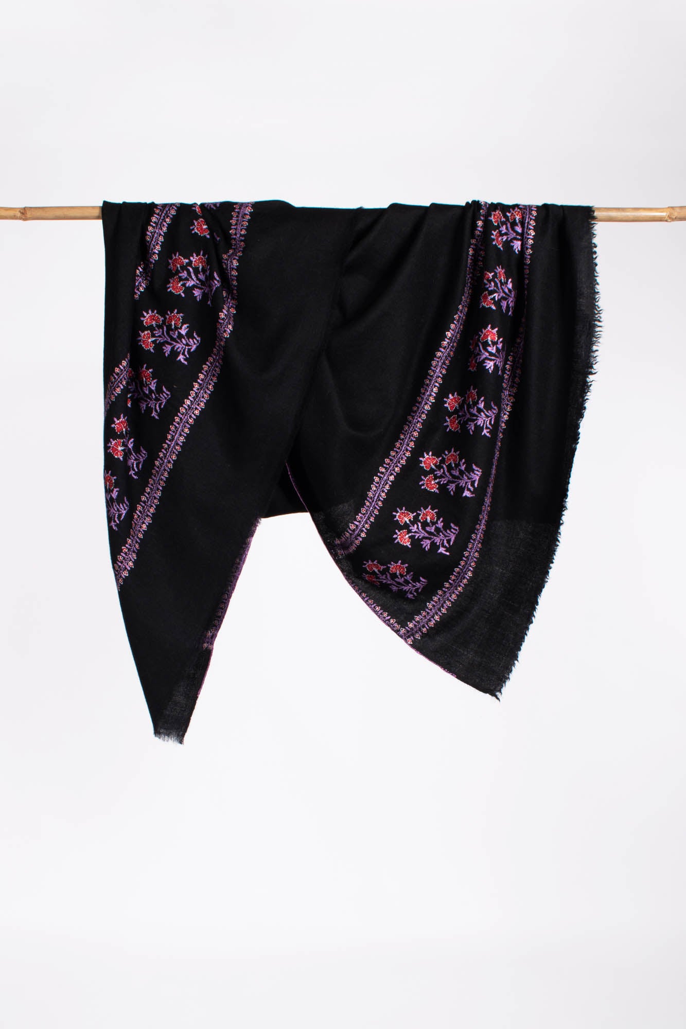 Black Pashmina Embroidered Evening Wrap - WINSLOW