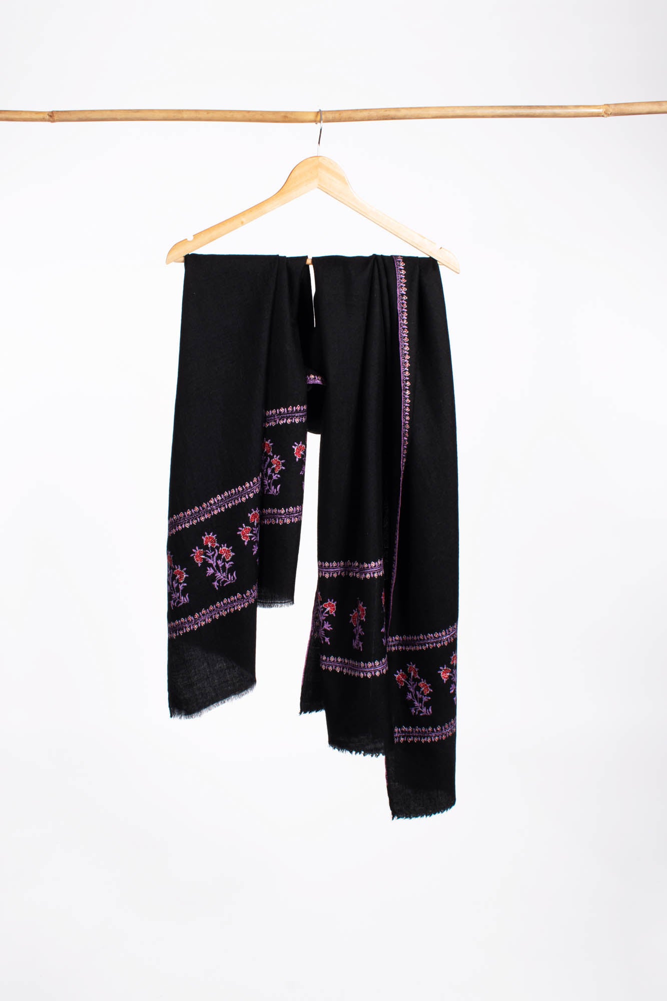 Black Pashmina Embroidered Evening Wrap - WINSLOW