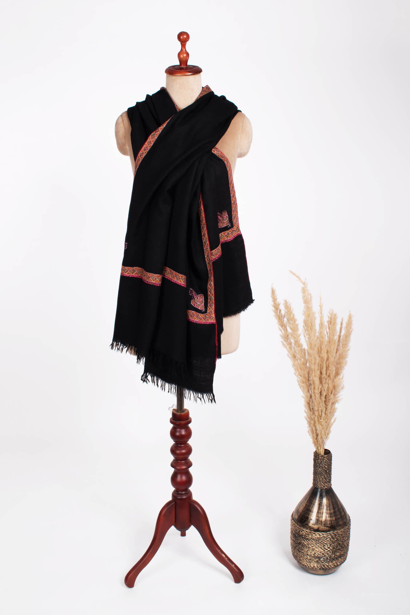 Black Hashia Pashmina Gift Shawl - HONOLULU