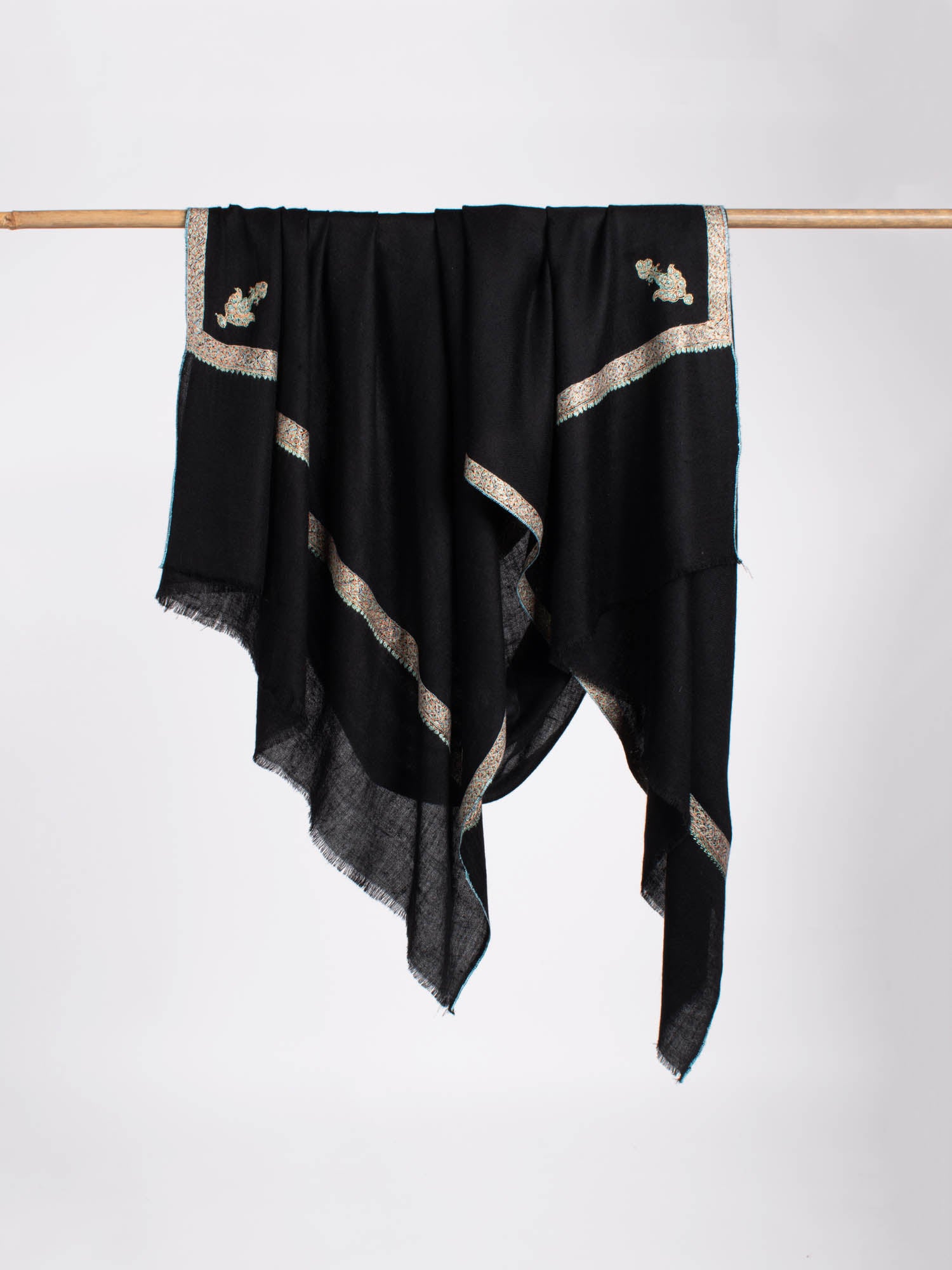 Châle Hashia Pur Pashmina Noir