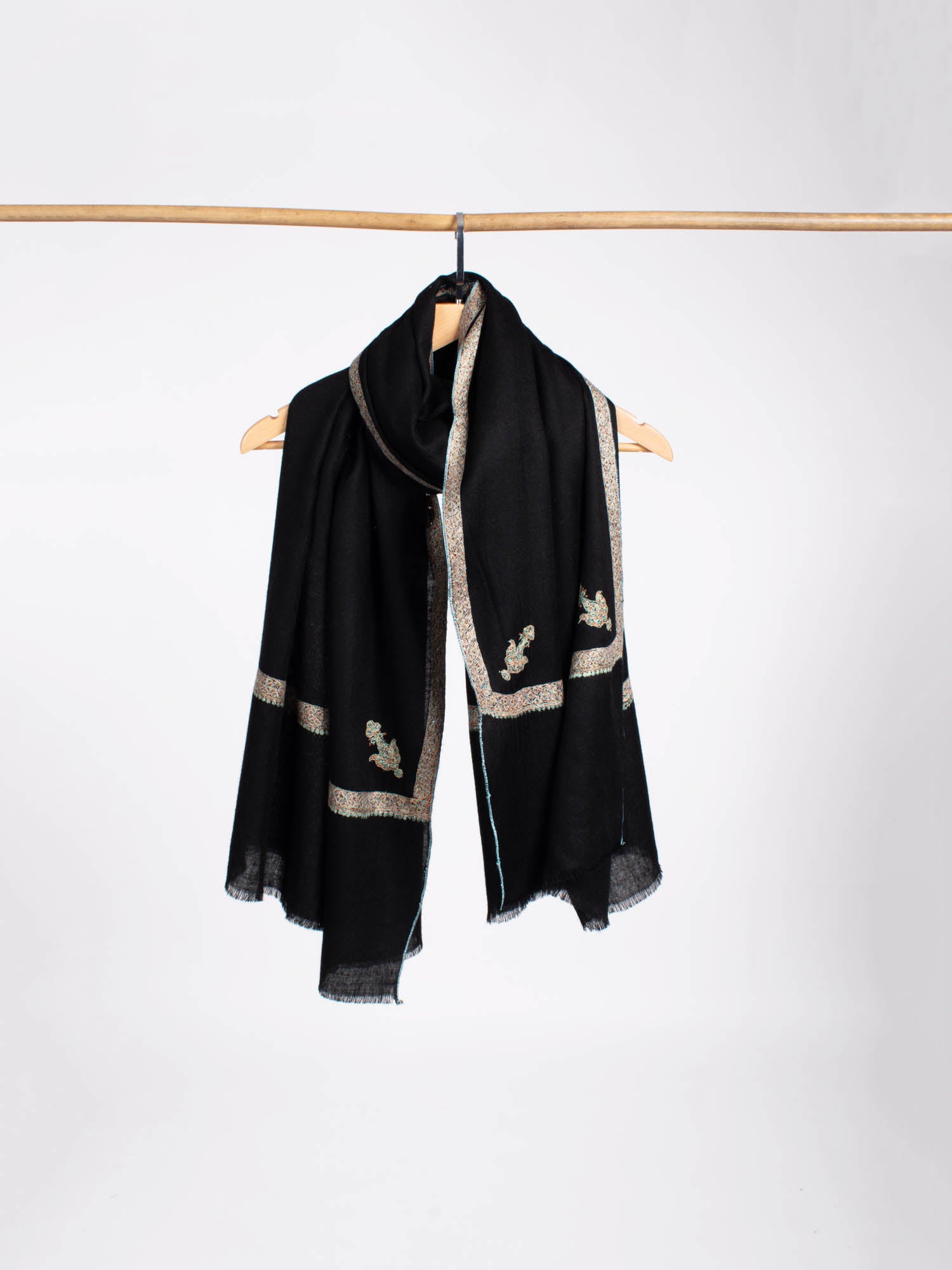 Black Hashia Pure Pashmina Shawl