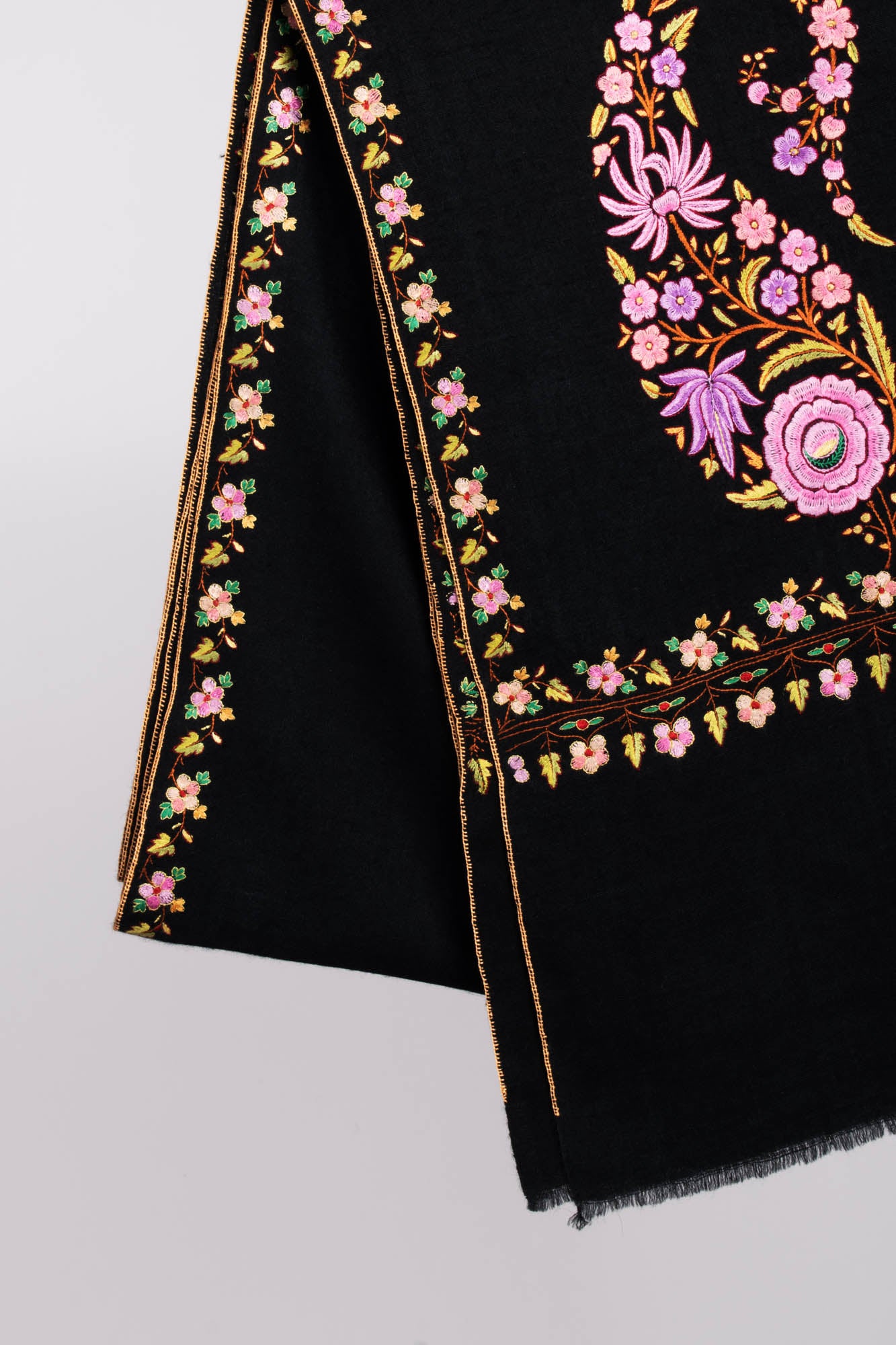 Scialle Pashmina Royal Paisley nero del Kashmir - CORONADO