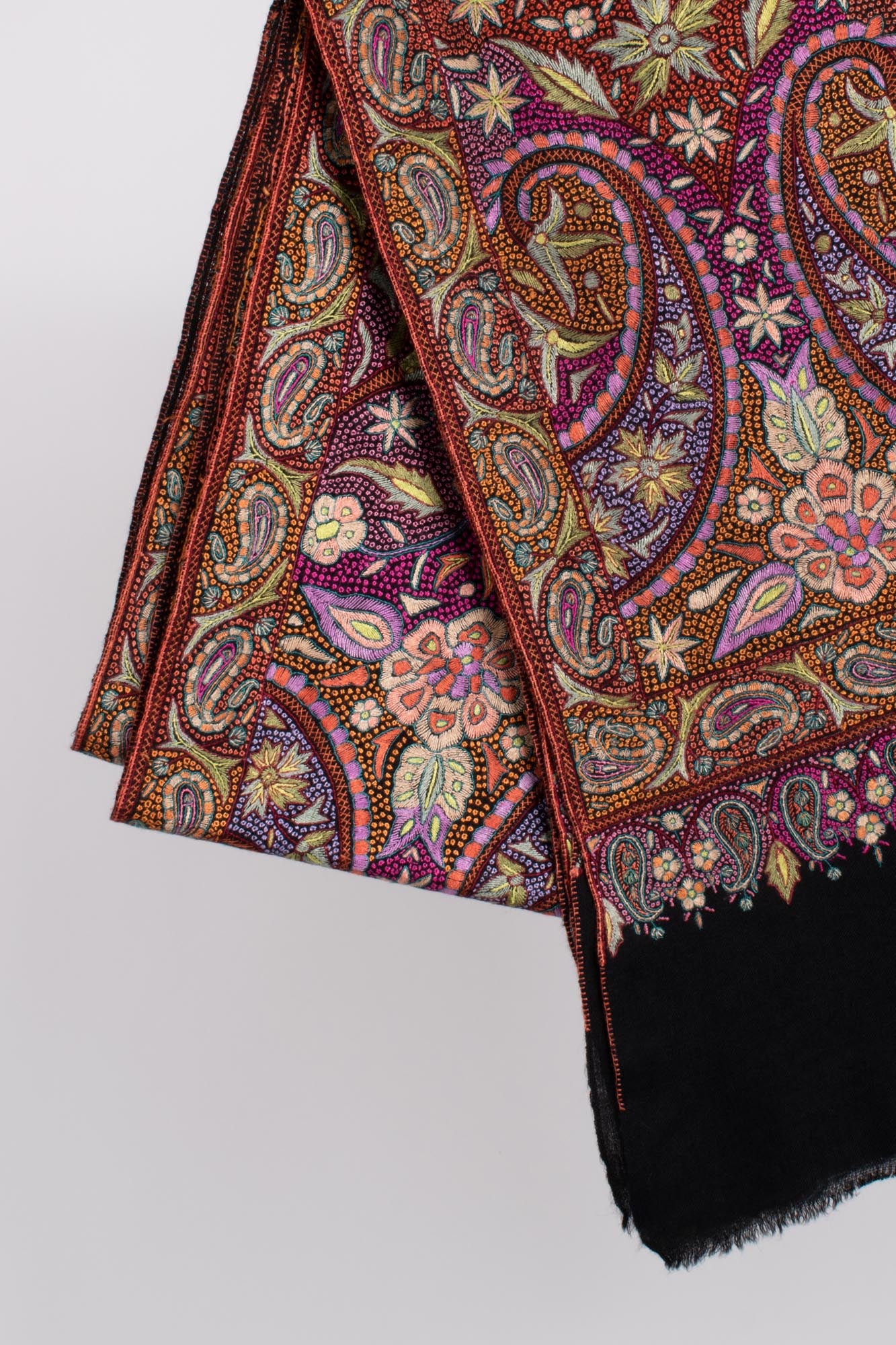 Black Papermachie Paisley Jamavar Shawl