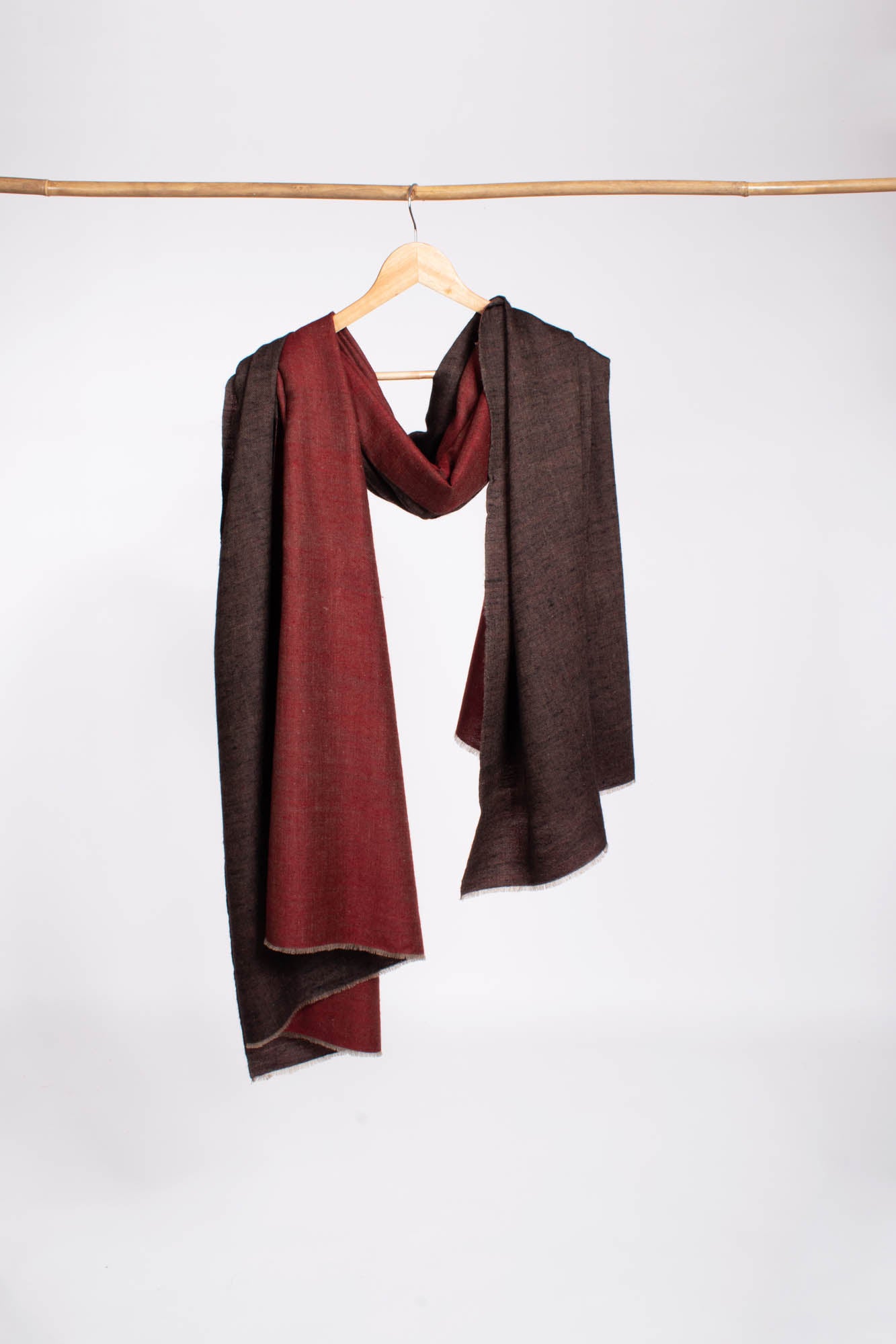 Black Maroon Dorukha Pashmina Wrap - HARWICH